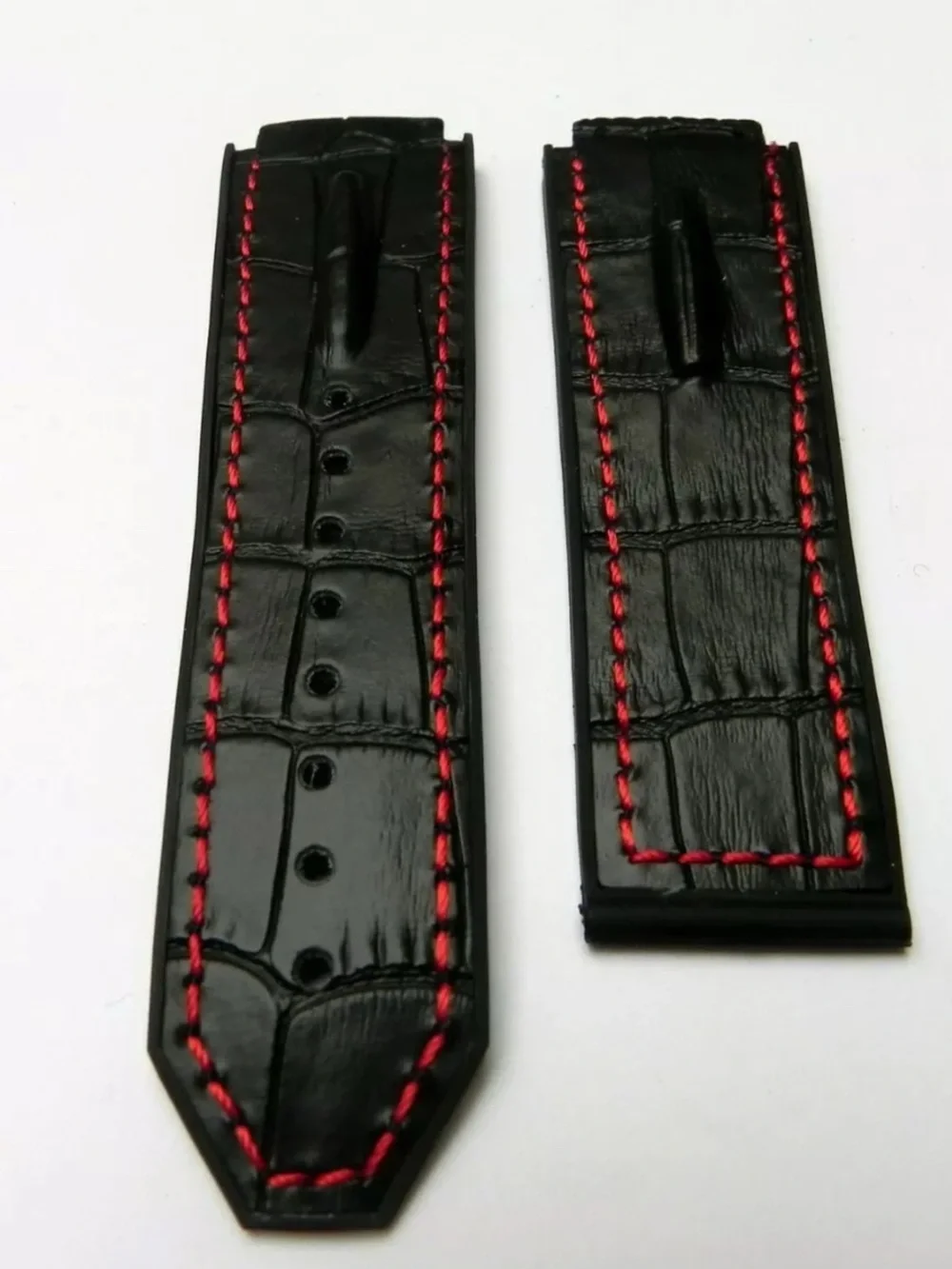 ✅Rubber Alligator  Grain  Leather Watch Band  For HUBLOT Watches SIZE 25MM
